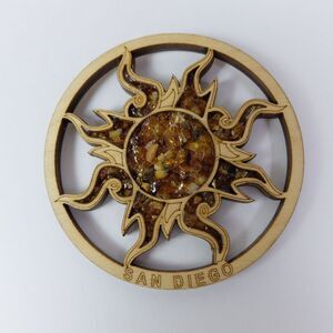 San Diego California Wooden Sun Ref Magnet